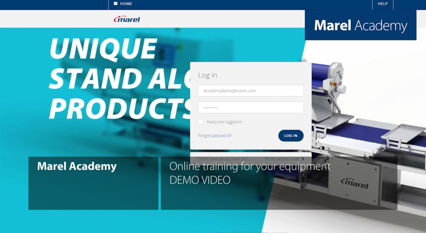 Screen Marel Academy Online Platform